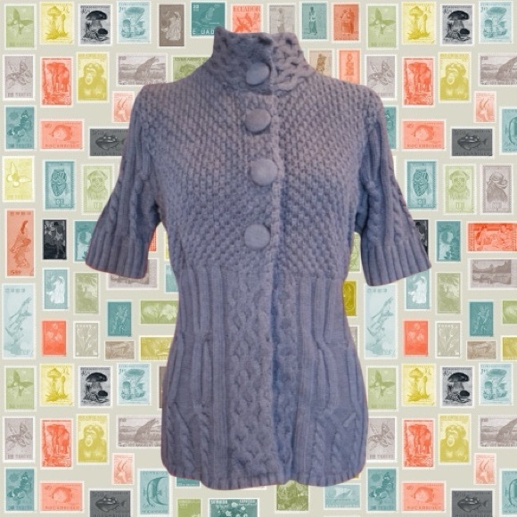 Apt. 9 Sweaters - APT. 9 Grey Snap Button Front Short Sleeve Cardigan Sweater Size M